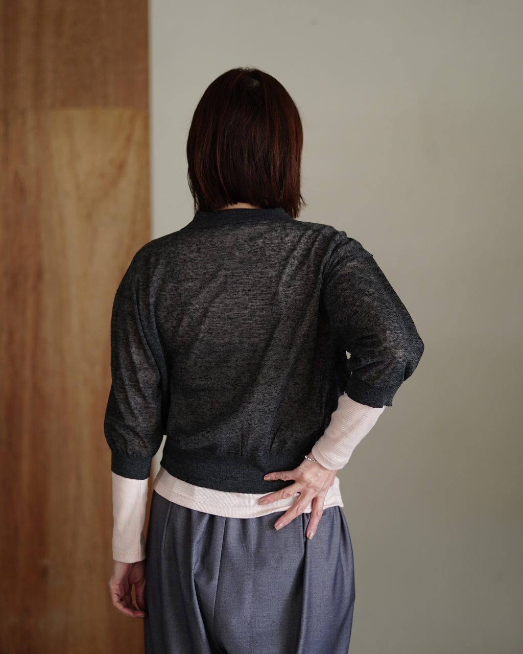 LI/PL MELANGE POLO CARDIGAN 126131081