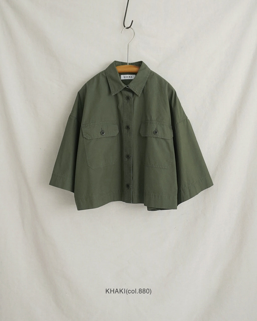 SACRA サクラ コットンホースクロス クロップドシャツ レディース