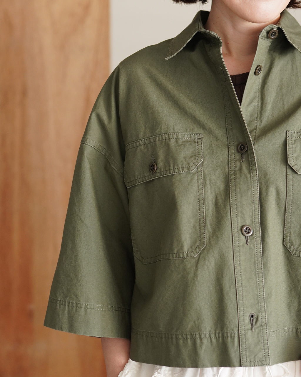 SACRA サクラ COTTON HORSE CLOTH CROPPED SHIRT コットンホースクロス クロップドシャツ | Crouka(クローカ)