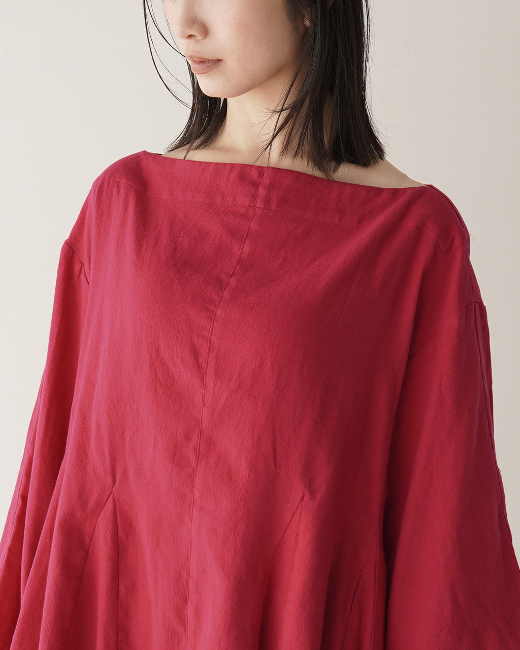 ＼早得24時間限定ポイント10倍／sana サナ フレアチュニック tunic (broad for towel loom) フレアスリーブ ボートネック トップス Aライン 長袖 両サイドポケット sain-0908【送料無料】