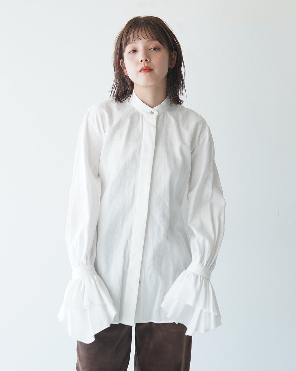 ＼20％OFFクーポン対象／sana サナ ブラウス (タオル生地) blouse (Broad for Towel loom) バンドカラー スタンドカラー シャツ sain-0805【送料無料】