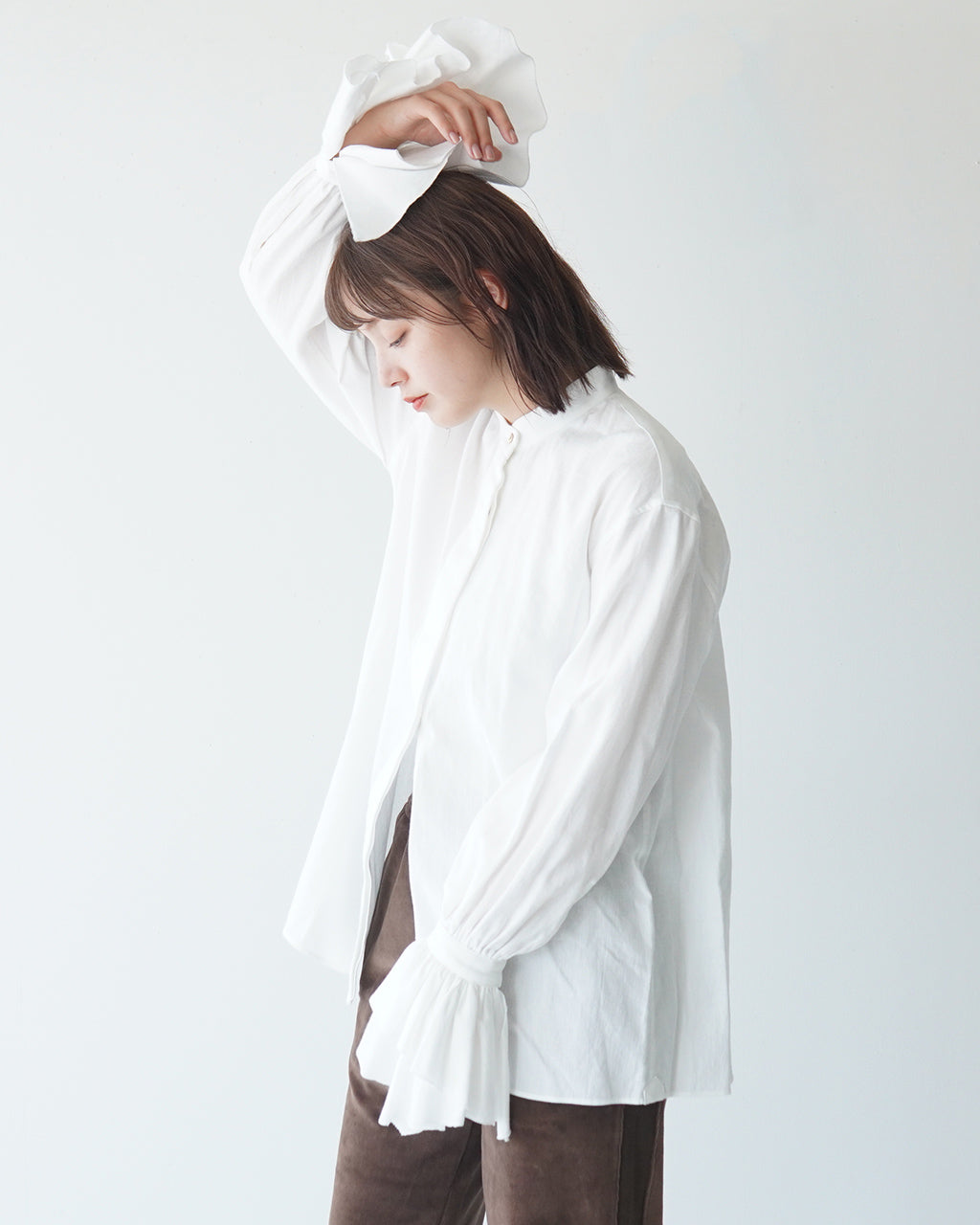 ＼20％OFFクーポン対象／sana サナ ブラウス (タオル生地) blouse (Broad for Towel loom) バンドカラー スタンドカラー シャツ sain-0805【送料無料】