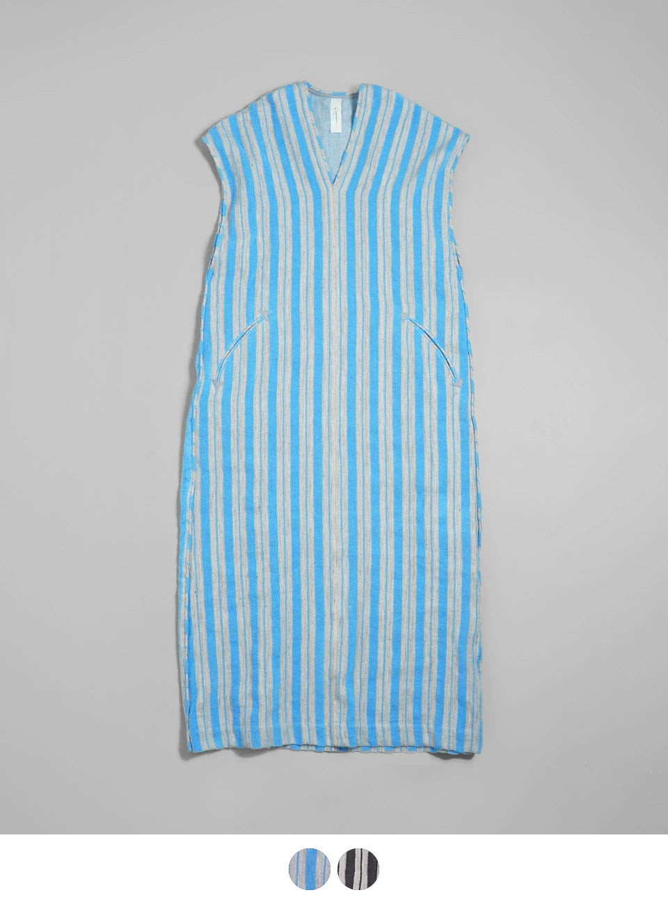 sana サナ Ｖネック ドレス (ジャガード ストライプ) v-neck dress(jacquard stripe)ワンピース ノースリーブ satp-0704【送料無料】