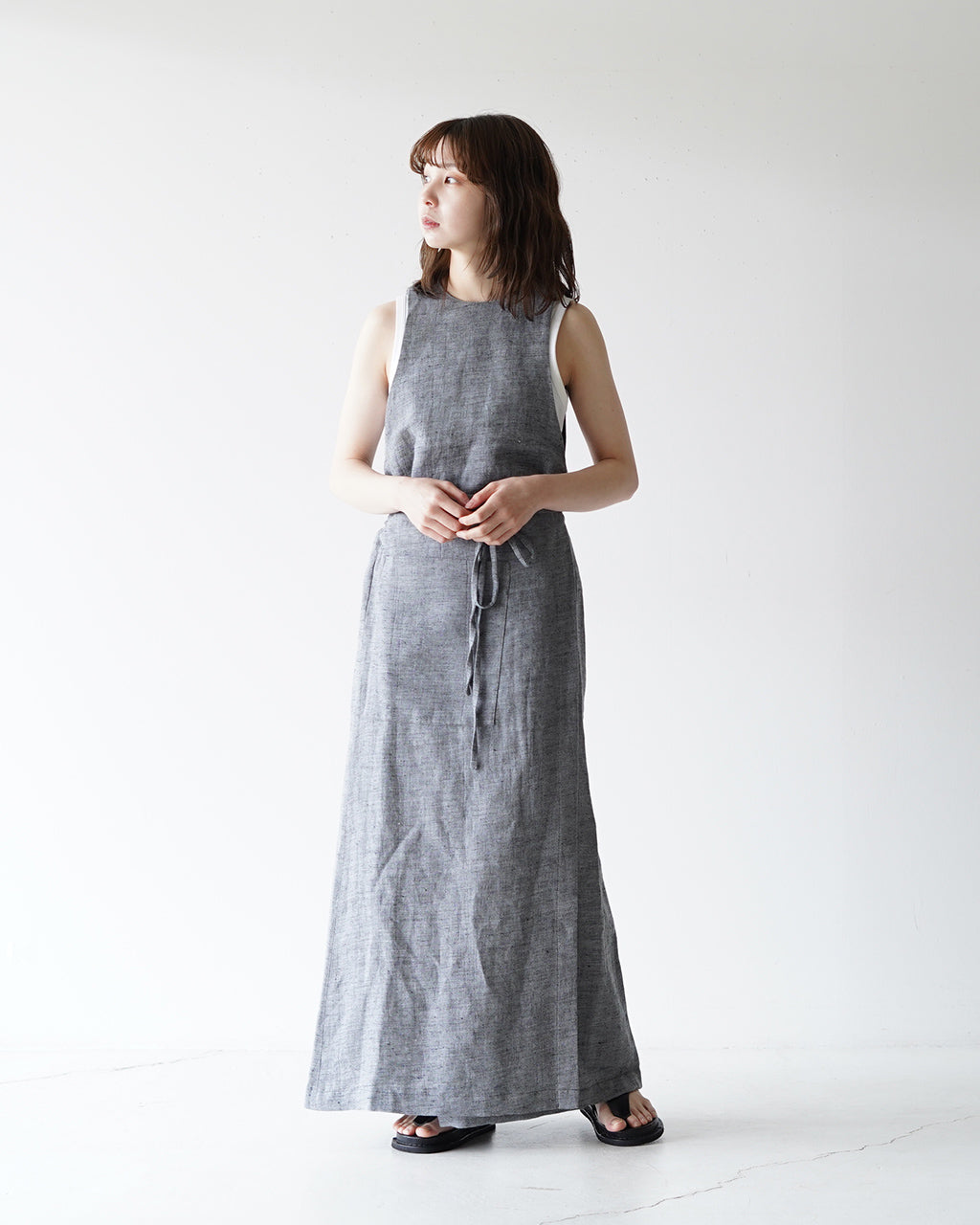 sana  サナ ジャンプスカート(リネン ツイル) jumpskirt (linen twill)ワンピース ノースリーブ レディース  satp-0708【送料無料】