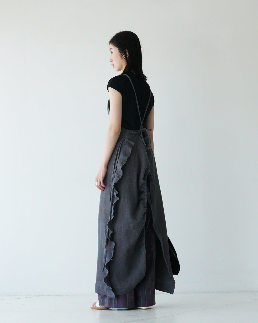 sana サナ エプロンドレス ワッフル コットンツイル apron dress waffle cotton twill satp-0911 satp-0913 ワッフル織り フリル【送料無料】