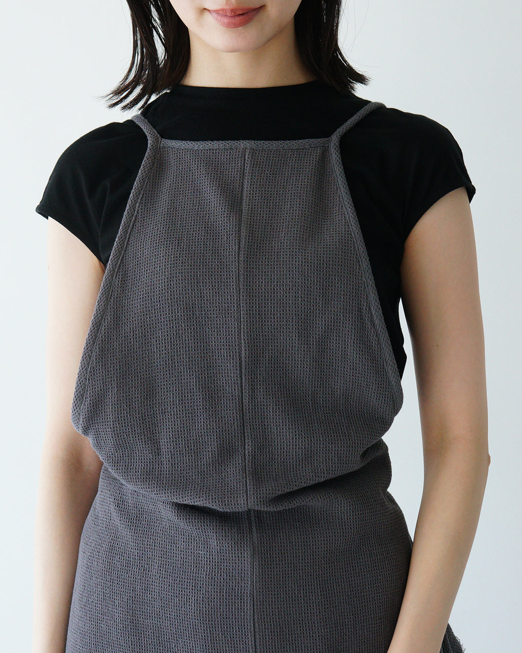 sana サナ エプロンドレス ワッフル コットンツイル apron dress waffle cotton twill satp-0911 satp-0913 ワッフル織り フリル【送料無料】