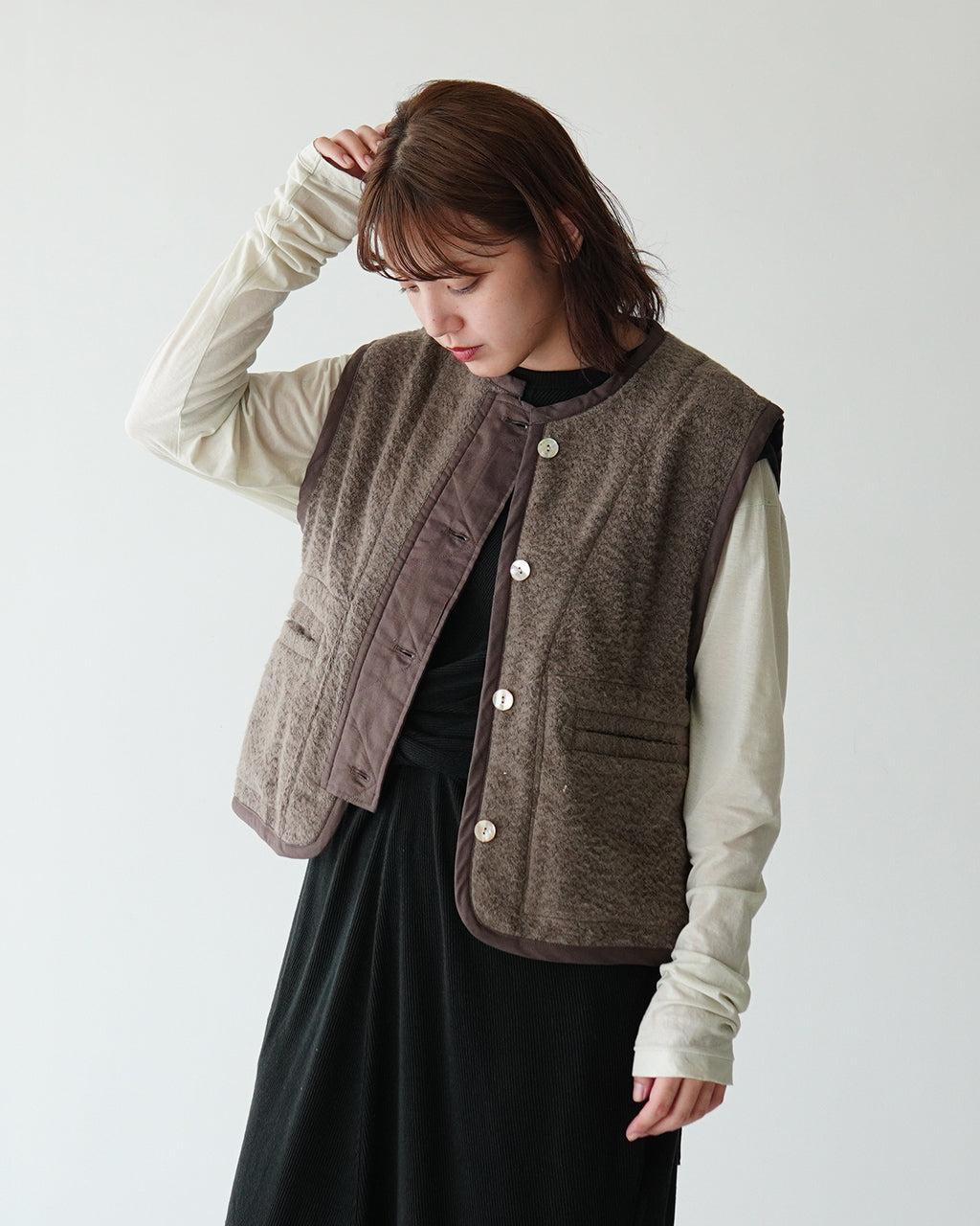 【アウトレット！30%OFF】sana サナ ジレ (ブラッシュド パイル) GILET (BRASHED PILE) ベスト satp-0804【送料無料】