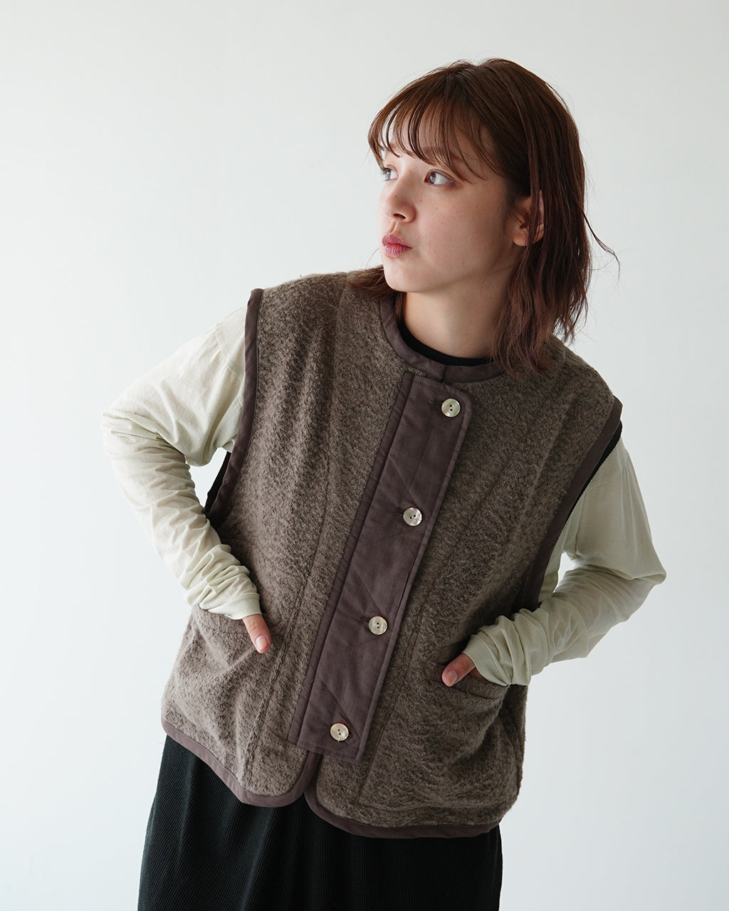 【アウトレット！30%OFF】sana サナ ジレ (ブラッシュド パイル) GILET (BRASHED PILE) ベスト satp-0804【送料無料】