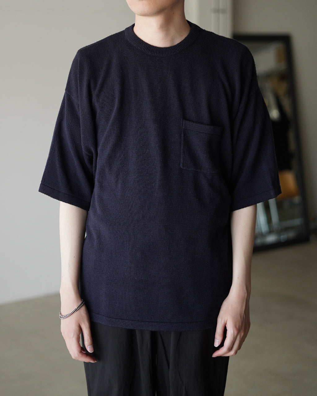 SANMONT サンモント Silk Noir Knitwear 2 ネイビー SANMONT Silk Noir Knit S/S Crew Neck サンモント シルクニット 半袖