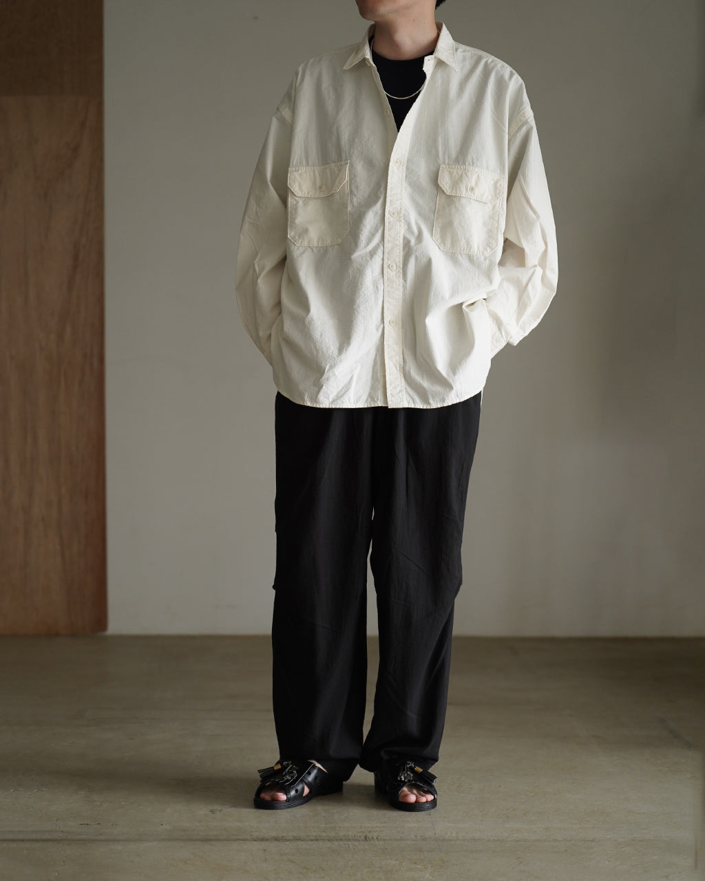 SANMONT Cotton Silk Nep Work Shirt サンモント コットンシルク