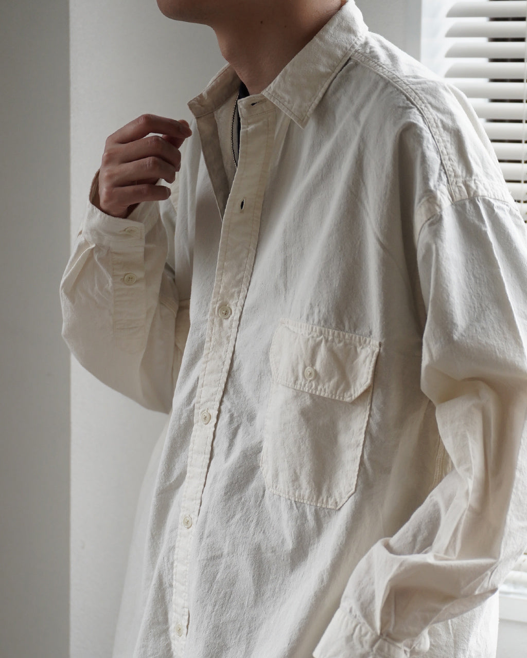 SANMONT Cotton Silk Nep Work Shirt サンモント コットンシルク