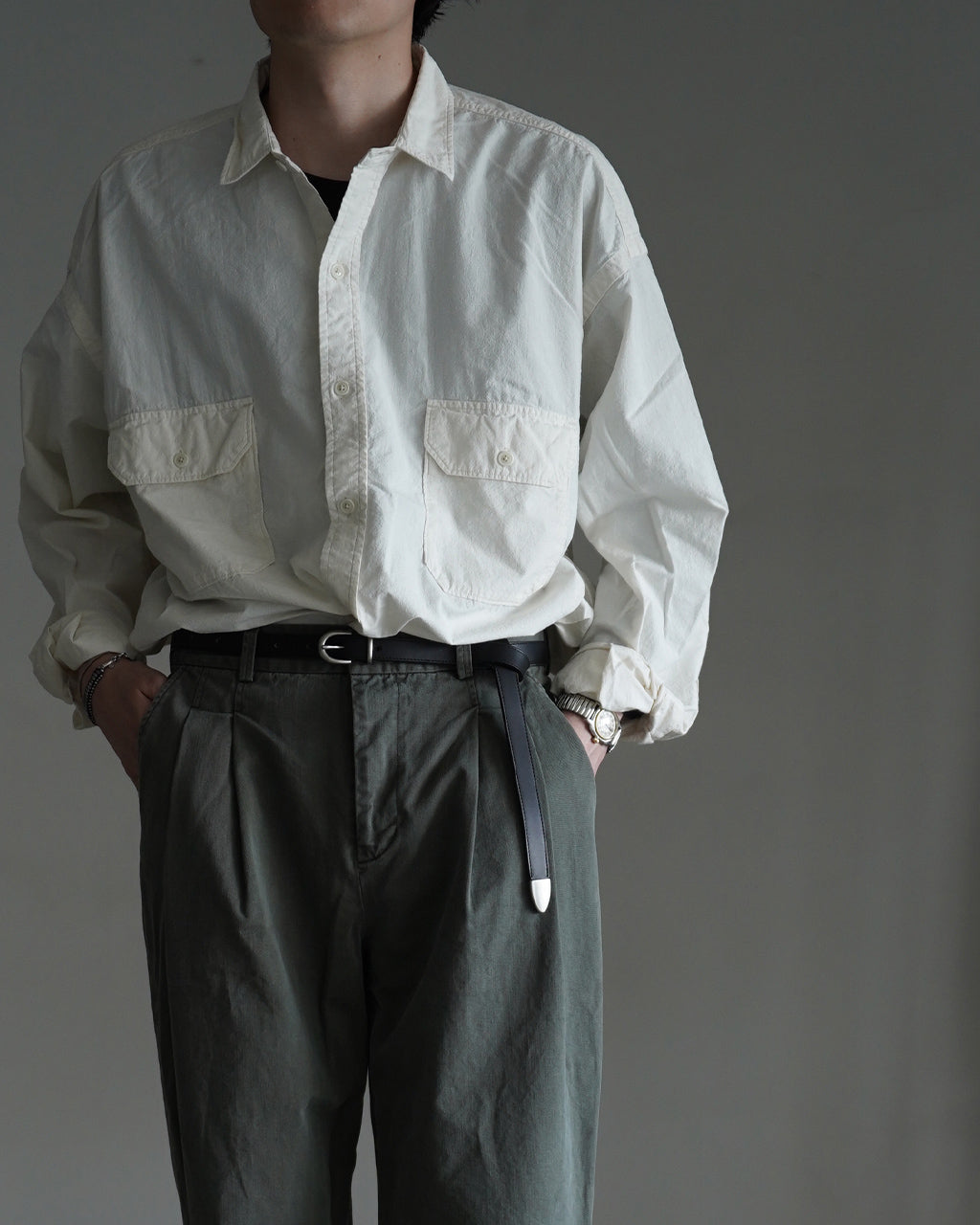 SANMONT Cotton Silk Nep Work Shirt サンモント コットンシルク