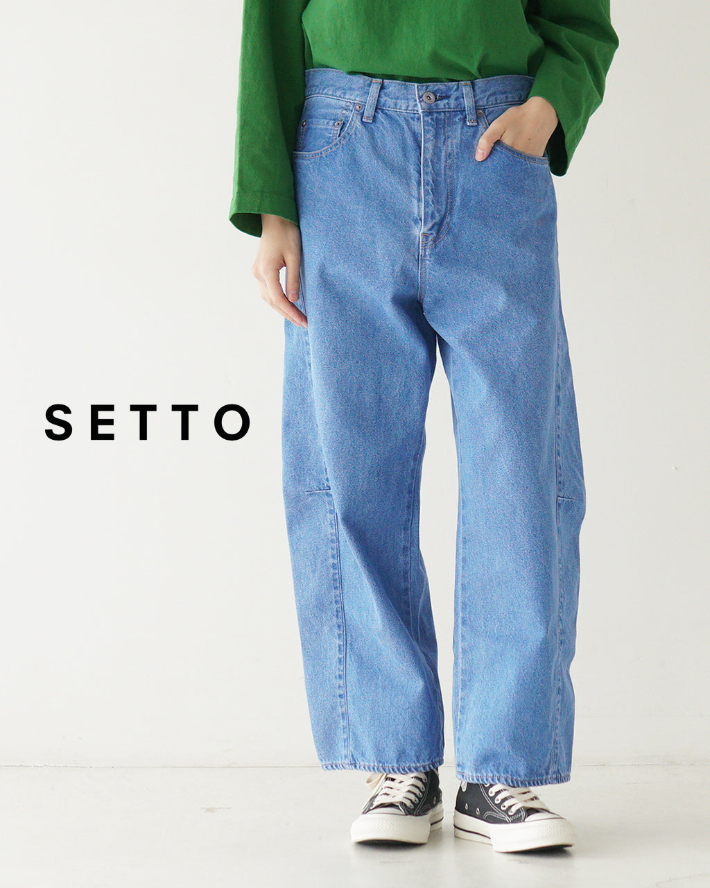 SETTO セット パネル ジーンズ デニムパンツ ワイド panel jeans フルレングス STPT0021【送料無料】