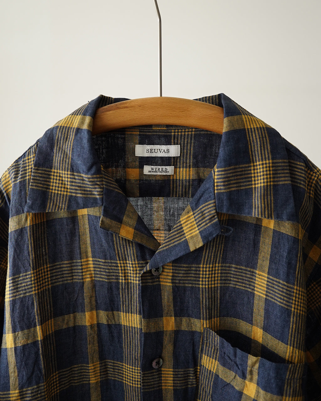 SEUVAS ソウバス リネン オープンカラーシャツ メンズ LINEN OPEN