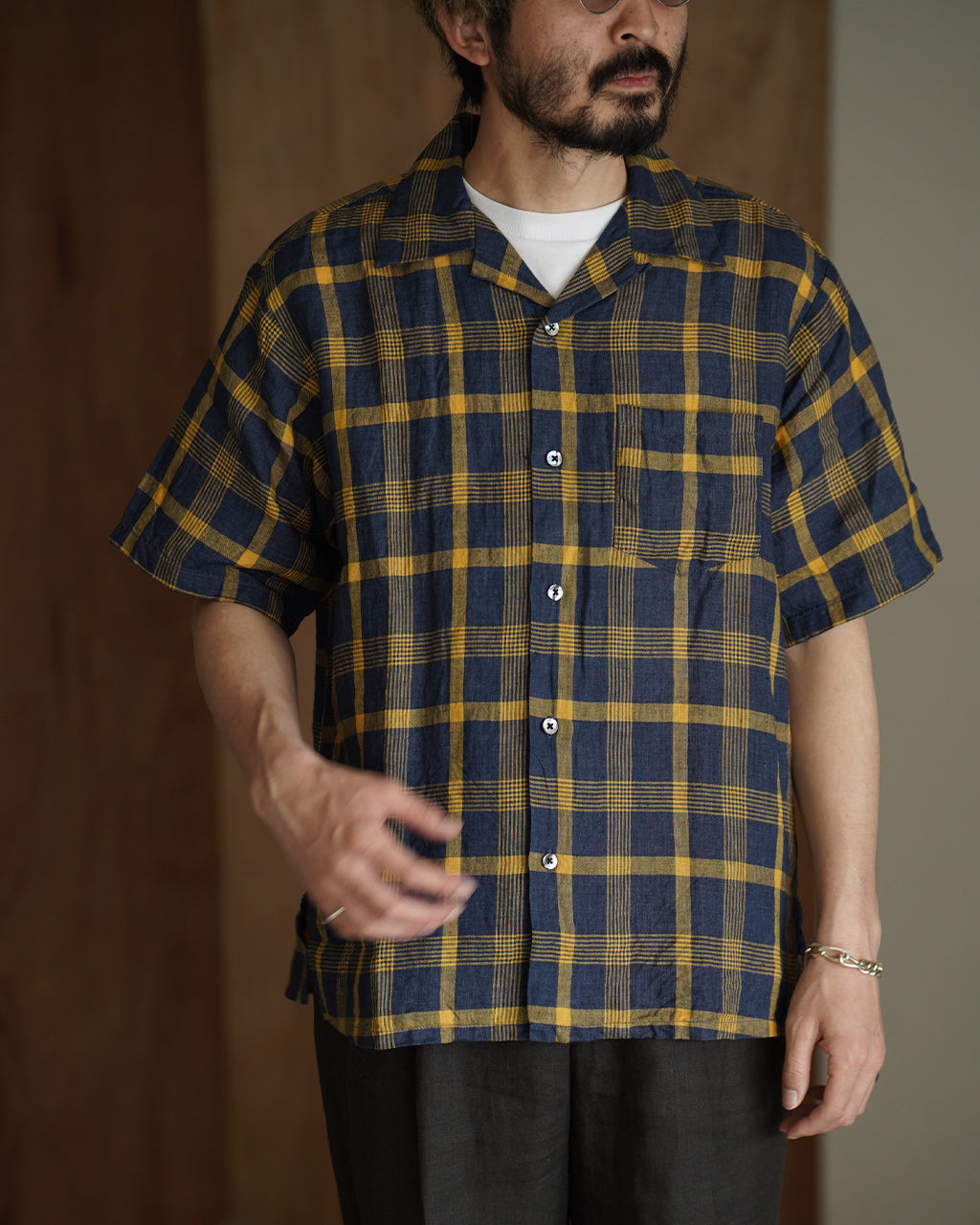 SEUVAS ソウバス リネン オープンカラーシャツ メンズ LINEN OPEN