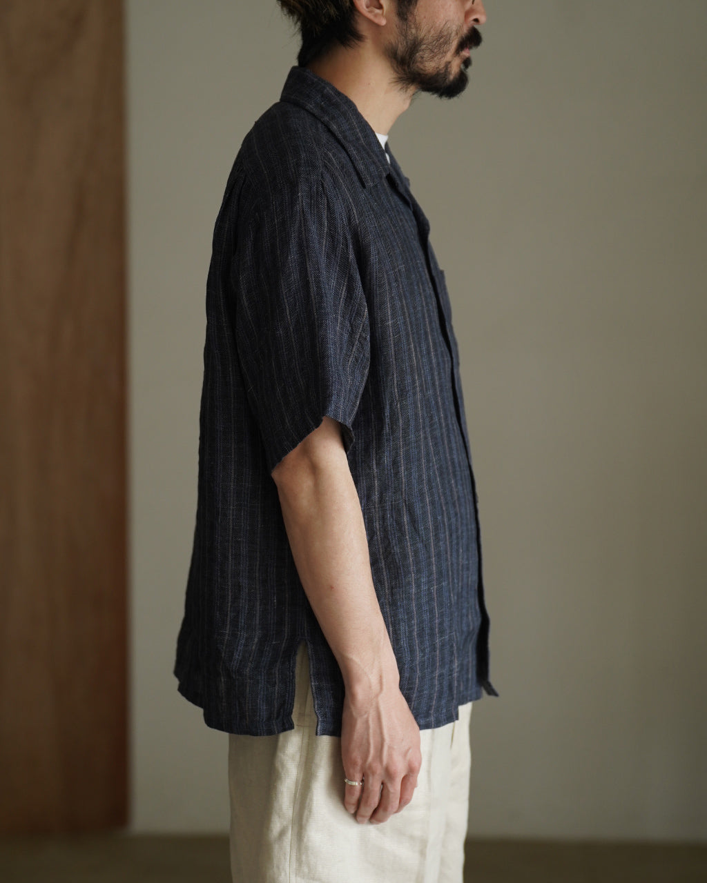 SEUVAS ソウバス リネン オープンカラーシャツ メンズ LINEN OPEN