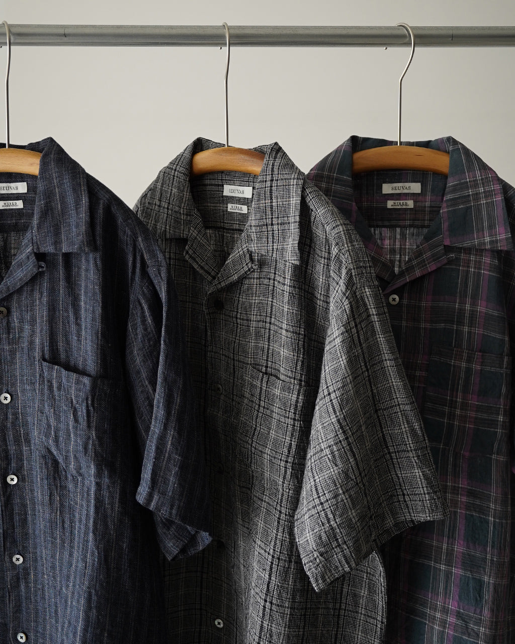 SEUVAS ソウバス リネン オープンカラーシャツ メンズ LINEN OPEN