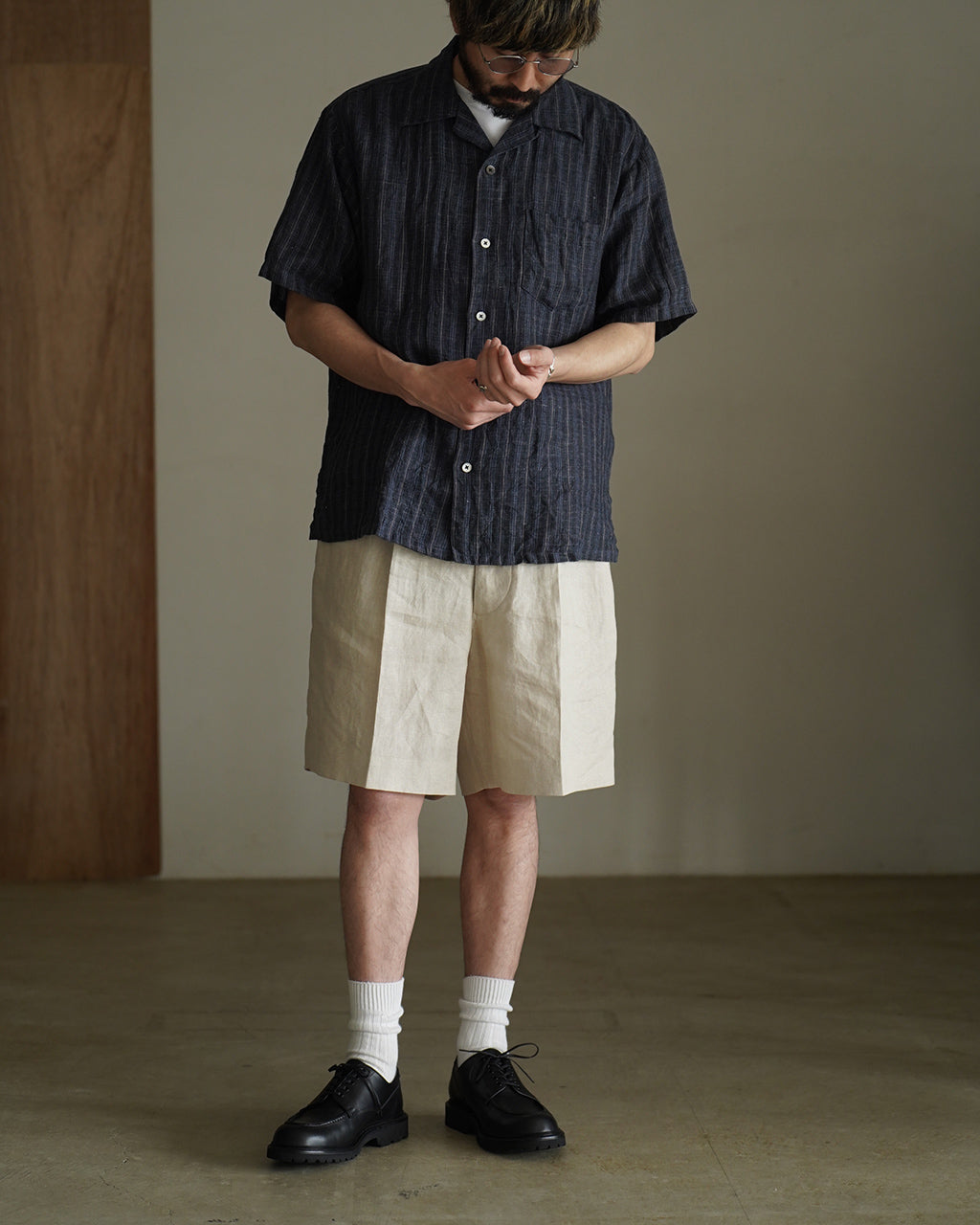 SEUVAS ソウバス リネン オープンカラーシャツ メンズ LINEN OPEN