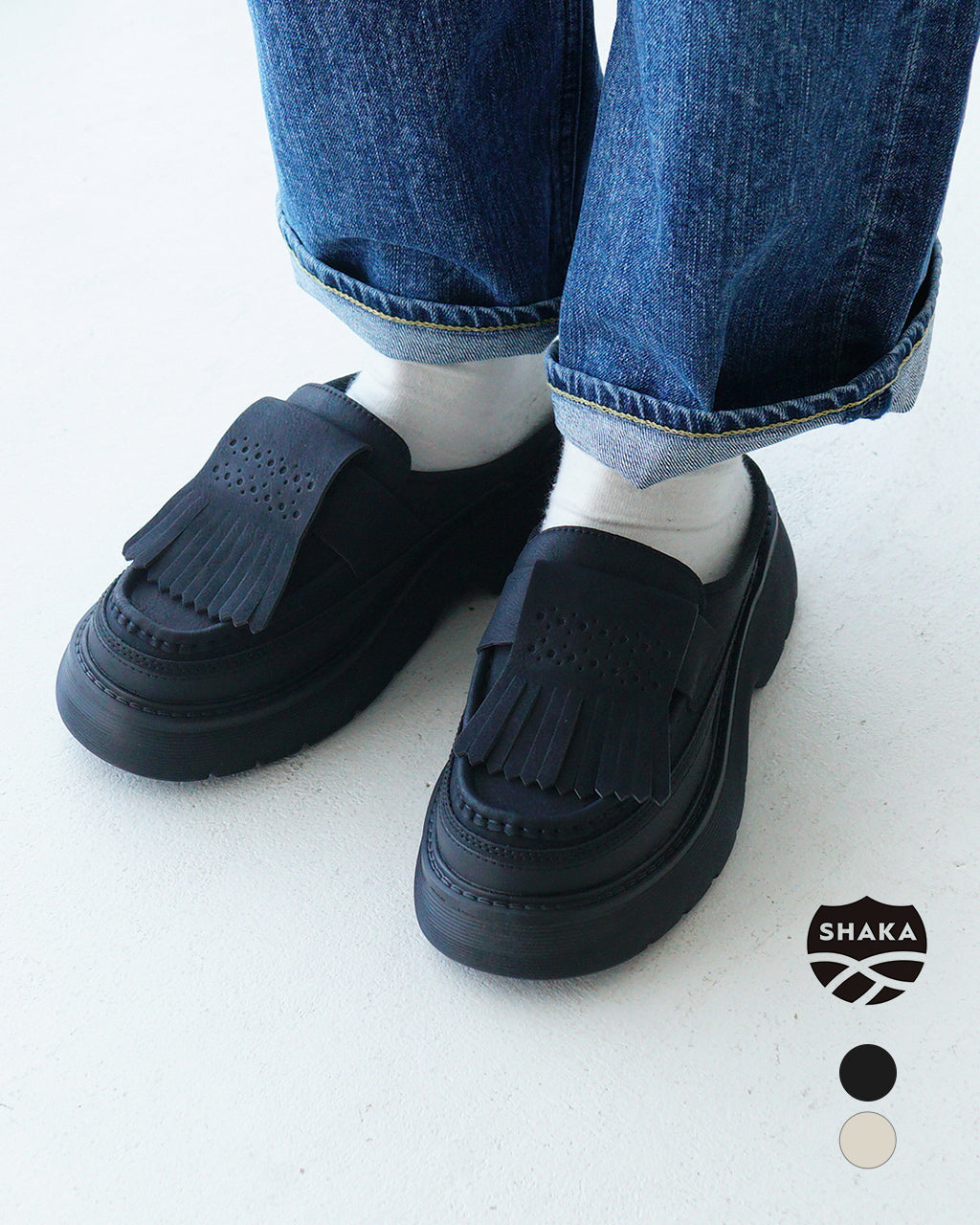 SHAKA シャカ 厚底ローファー ミュール KILT LOAFER MULE CHUNKY キルトローファーミュールチャンキー シューズ スリッポン プラットフォーム 2WAY SK-308【送料無料】