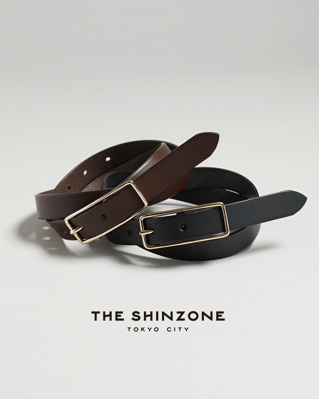 THE SHINZONE シンゾーン レザーベルト 2024秋冬 SLENDER LEATHER BELT 牛革 細ベルト スクエアバックル 15AMSIT55