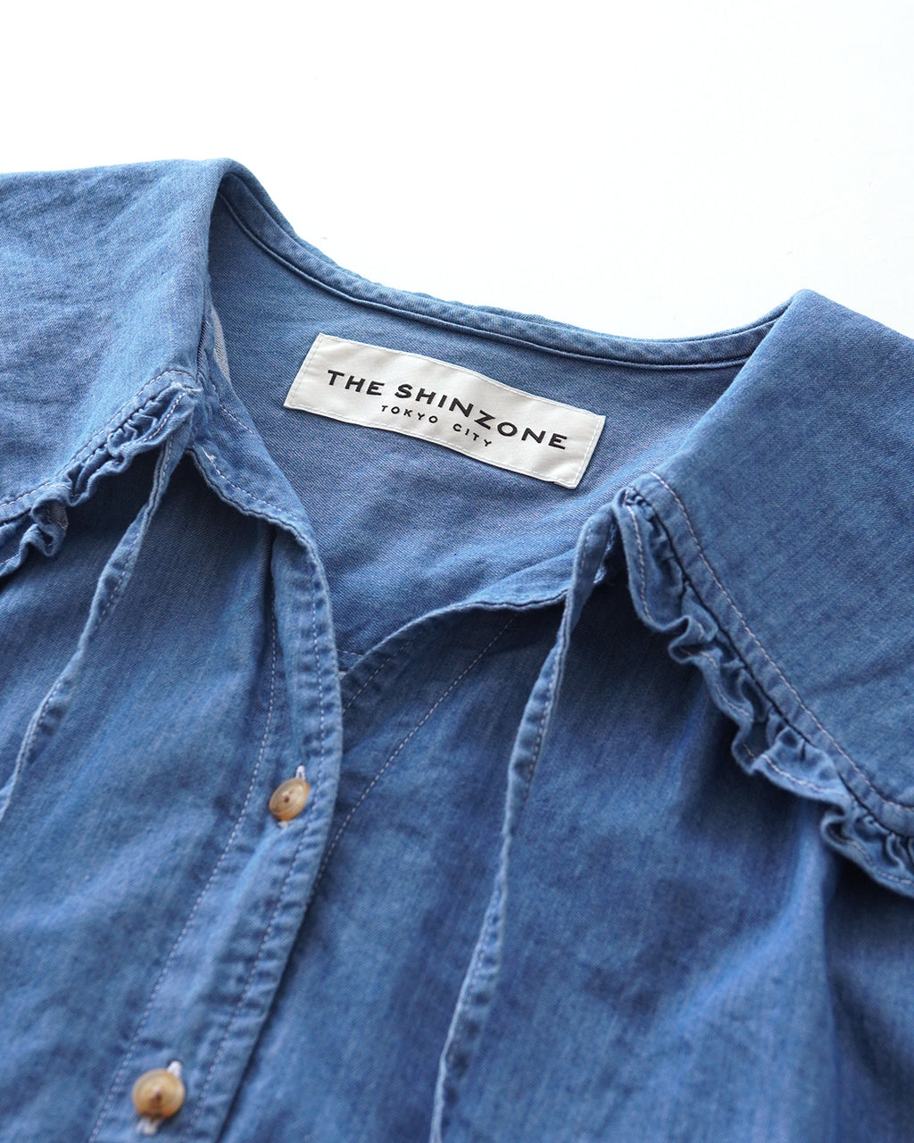 THE SHINZONE シンゾーン デニム ブラウス DENIM BLOUSE トップス デニムシャツ フリルシャツ  24AMSBL02【送料無料】