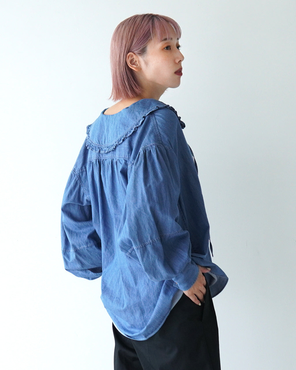 THE SHINZONE シンゾーン デニム ブラウス DENIM BLOUSE トップス デニムシャツ フリルシャツ  24AMSBL02【送料無料】