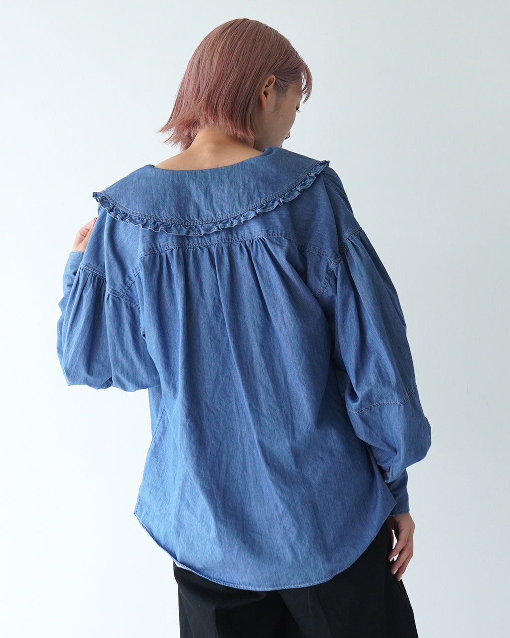 THE SHINZONE シンゾーン デニム ブラウス DENIM BLOUSE トップス デニムシャツ フリルシャツ  24AMSBL02【送料無料】