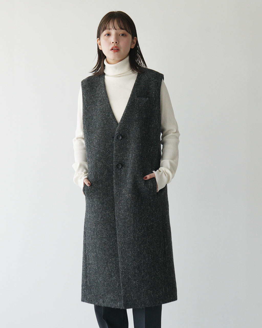 ＼合計3万円以上購入で20%OFFクーポン！／THE SHINZONE シンゾーン ジレ ロング ヘリンボーンLONG WOOL GILET HERRINGBONE GILET 24AMSCO02 24AMSCO031105【送料無料】