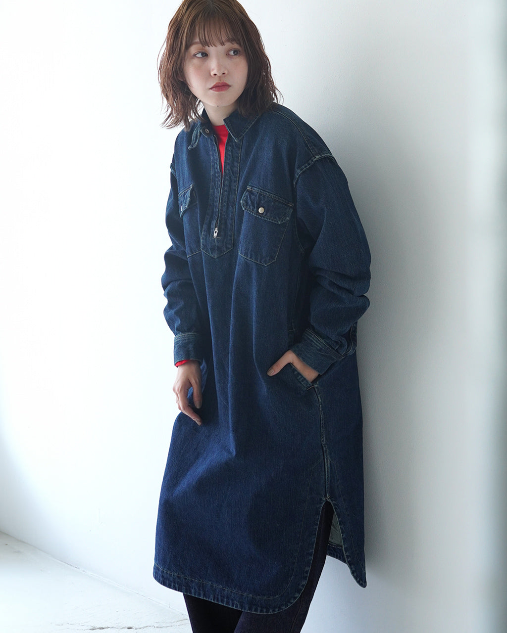 THE SHINZONE シンゾーン ハーフジップ デニム ドレス HALF ZIP DENIM DRESS ワンピース 24AMSOP02【送料無料】