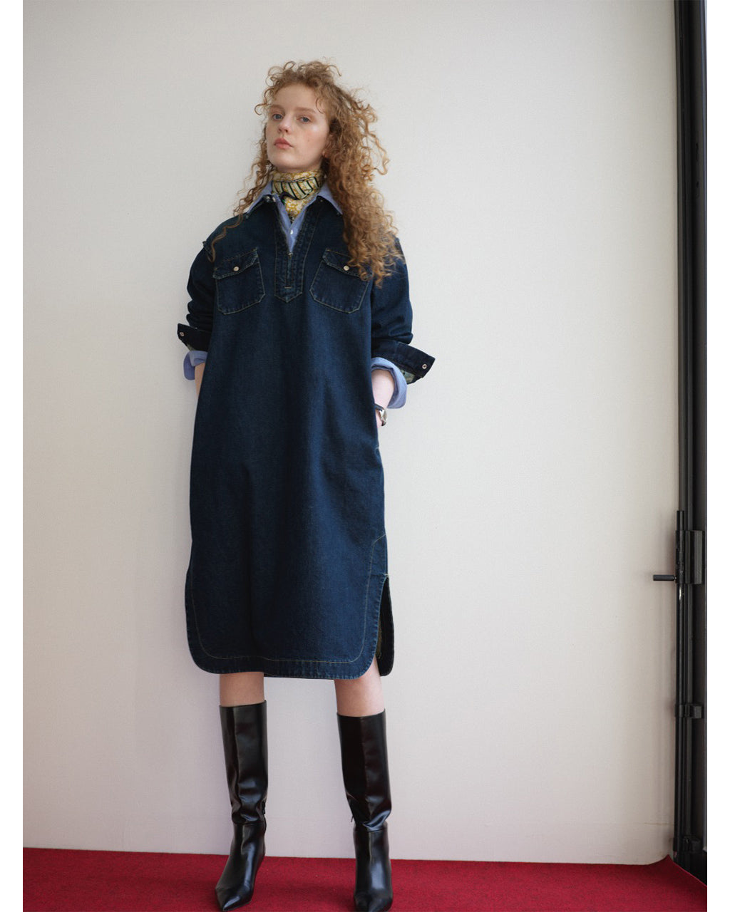 【SALE！30%OFF】THE SHINZONE シンゾーン ハーフジップ デニム ドレス HALF ZIP DENIM DRESS ワンピース 24AMSOP02【送料無料】