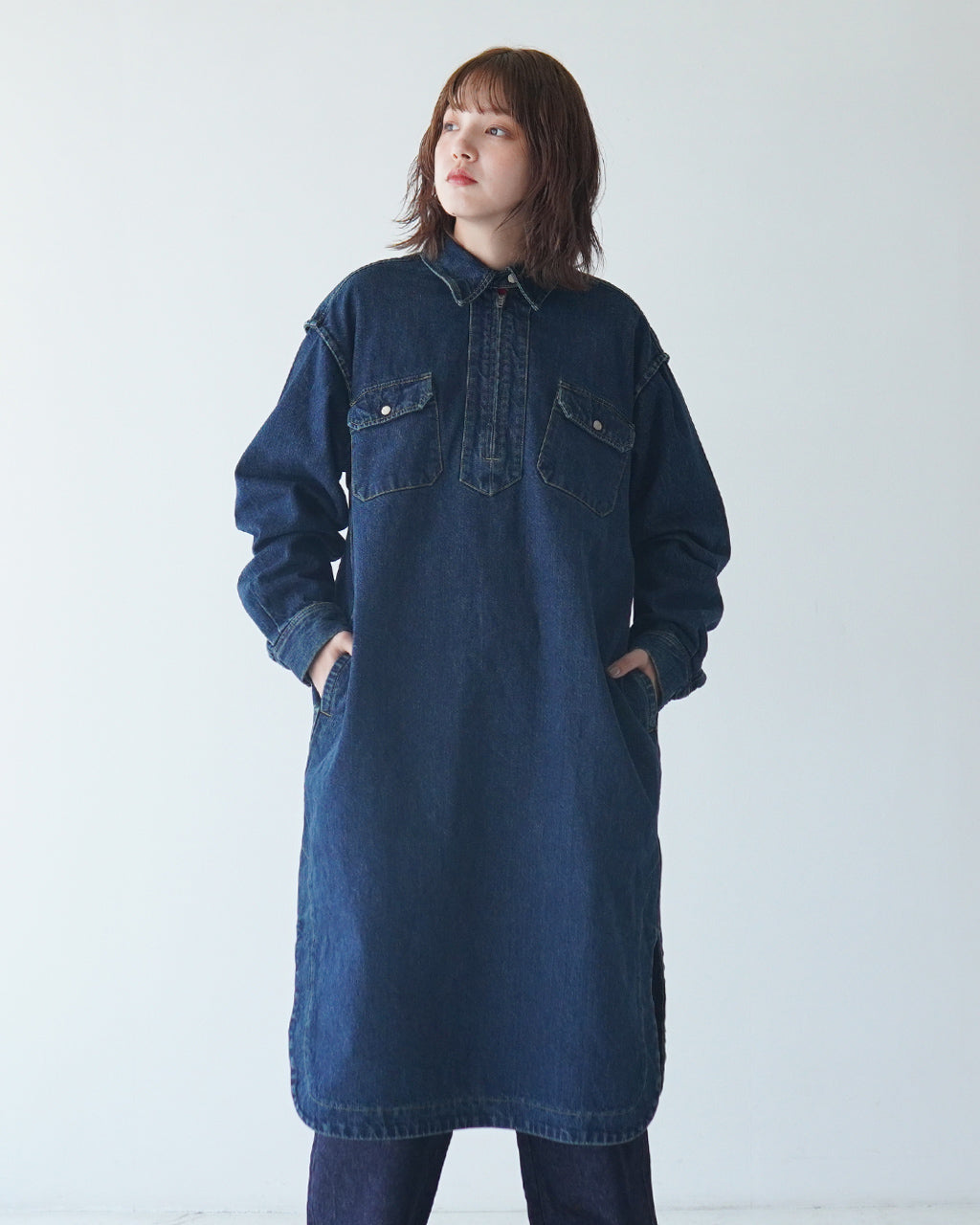 【SALE！30%OFF】THE SHINZONE シンゾーン ハーフジップ デニム ドレス HALF ZIP DENIM DRESS ワンピース 24AMSOP02【送料無料】