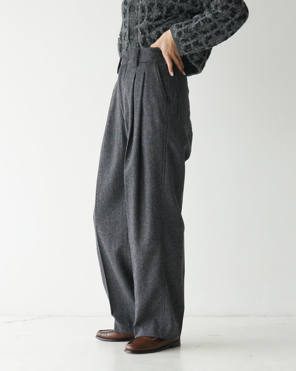 【SALE！20%OFF】THE SHINZONE シンゾーン トムボーイ パンツ WOOL FLANNEL TOM BOY PANTS ウール フランネル ハイウエスト 24AMSPA13 【送料無料】