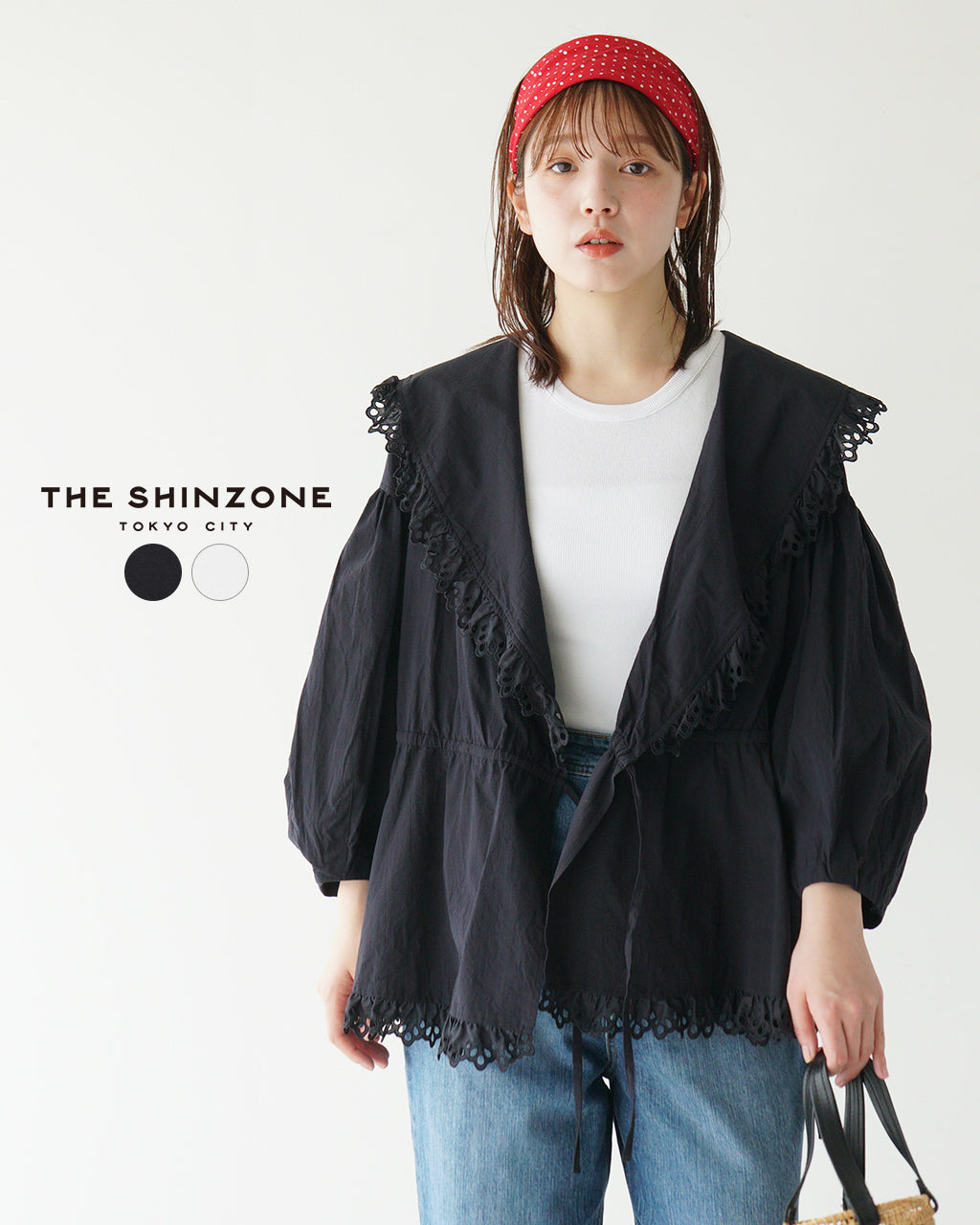 THE SHINZONE シンゾーン カシュクールブラウス CACHE COUER BLOUSE コットン レース シャツ ヴィンテージ風 ギャザー 25SMSBL02 【送料無料】