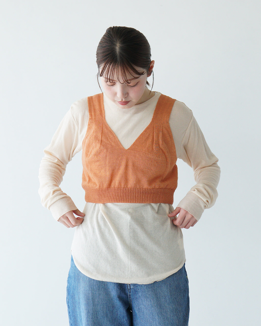 ＼早得24時間限定ポイント10倍／THE SHINZONE シンゾーン シアーガーゼ 長袖Tシャツ SHEER GAUZE LONG SLEEVE TEE レイヤード カットソー インナートップス ストレッチ 日本製 25SMSCU02 【送料無料】