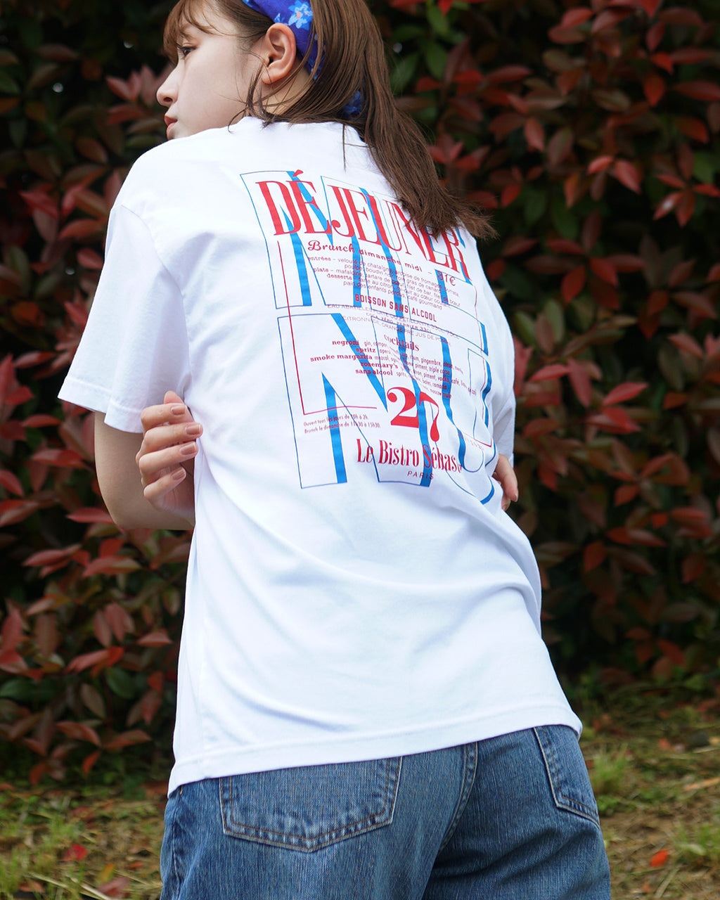 THE SHINZONE シンゾーン グラフィック Tシャツ BISTRO MENU TEE ビストロメニュー バックプリント 半袖 クルーネック カットソー 25SMSCU14【送料無料】