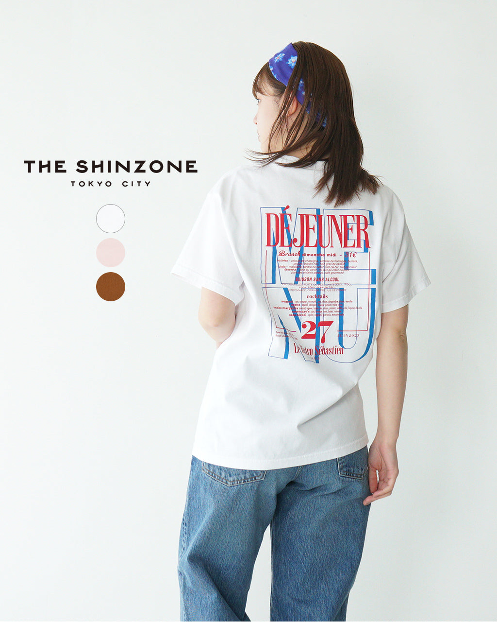 THE SHINZONE シンゾーン グラフィック Tシャツ BISTRO MENU TEE ビストロメニュー バックプリント 半袖 クルーネック カットソー 25SMSCU14【送料無料】