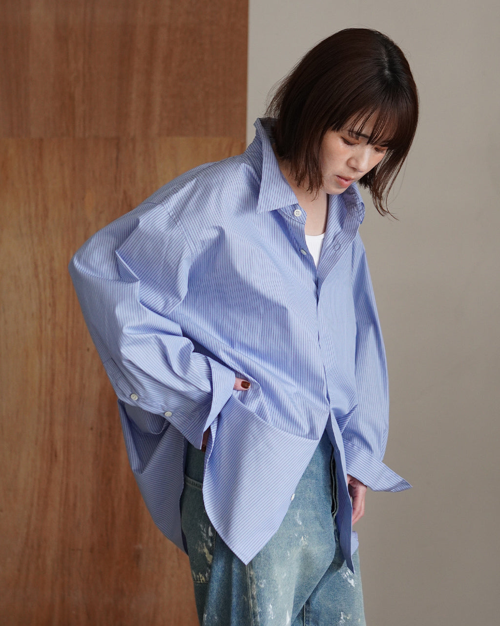OVER SIZE SHIRT (STRIPE) COM-26S-SH08