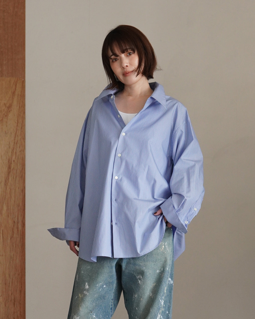 OVER SIZE SHIRT (STRIPE) COM-26S-SH08