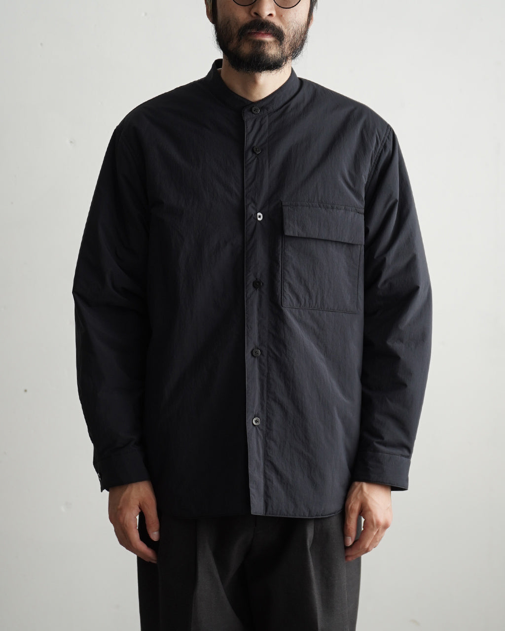 Band collar padded shirt BL04253