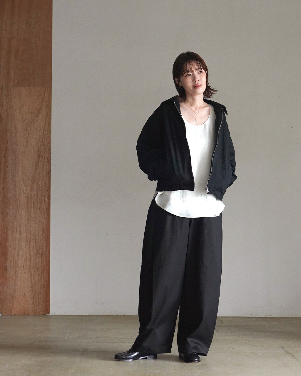 Wool like zip up blouson BL01263WM