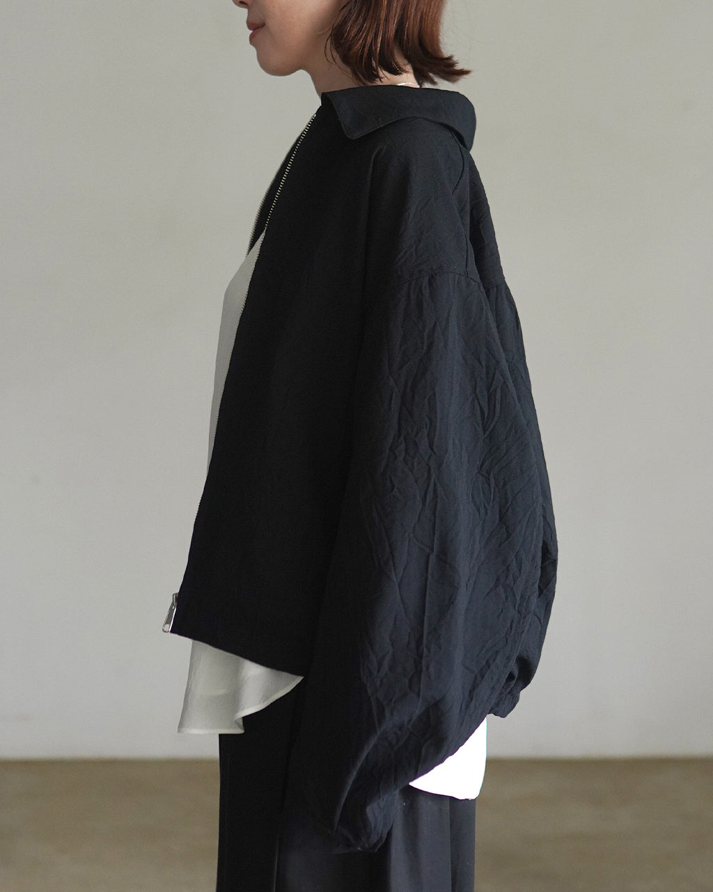 Wool like zip up blouson BL01263WM