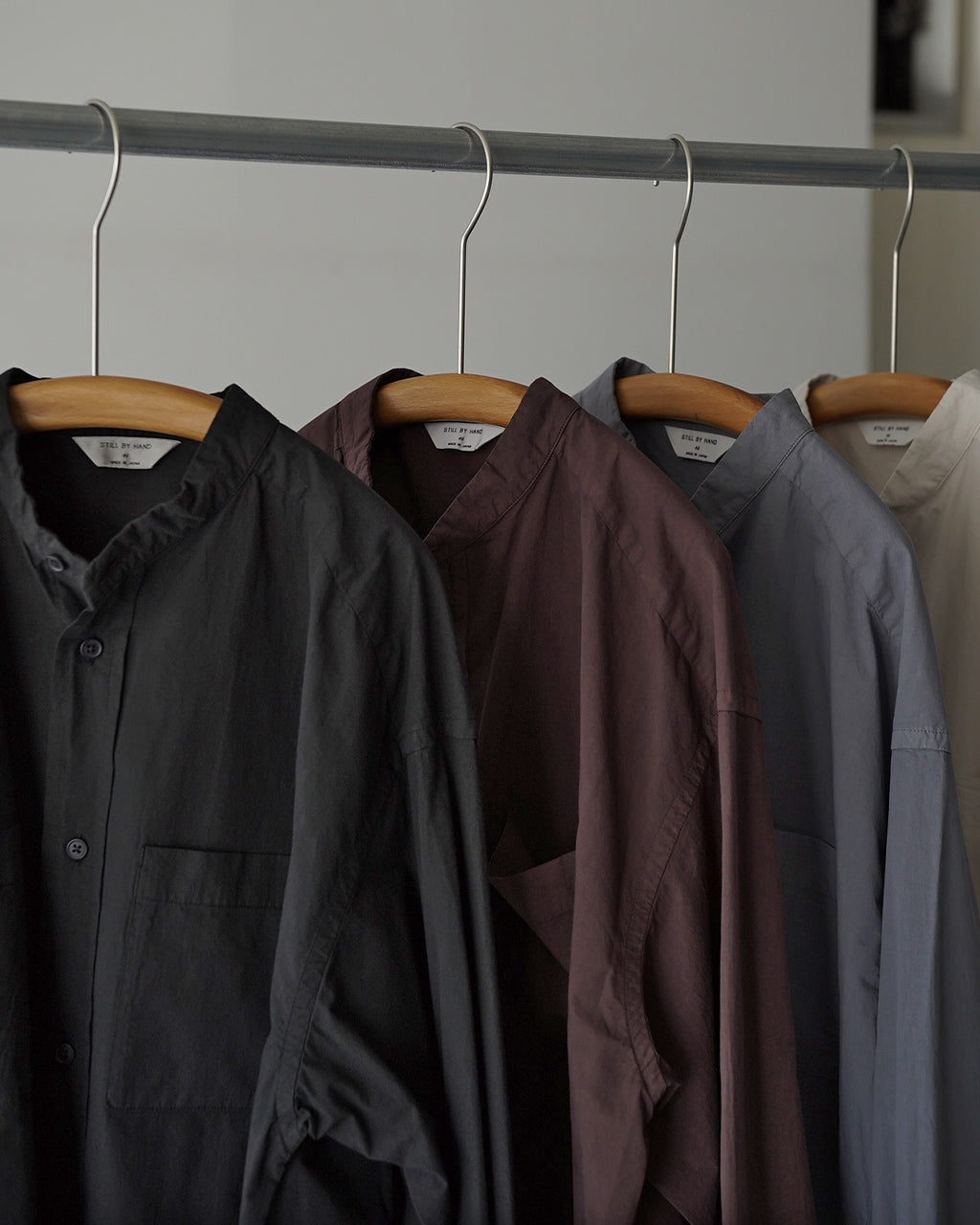 Garment-dye band collar shirt SH03263