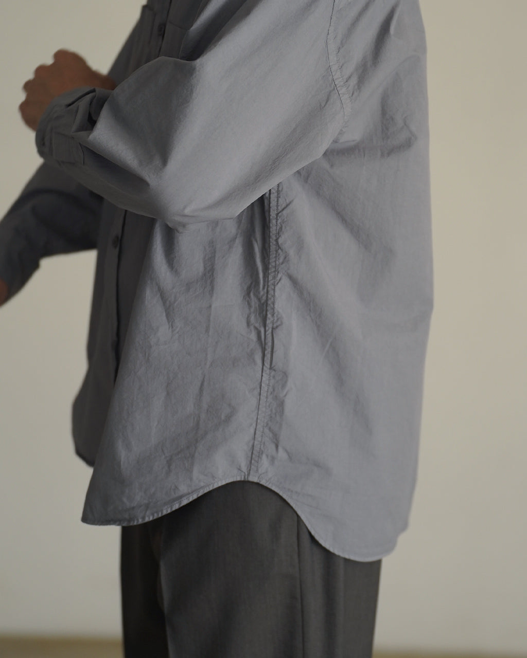 Garment-dye band collar shirt SH03263