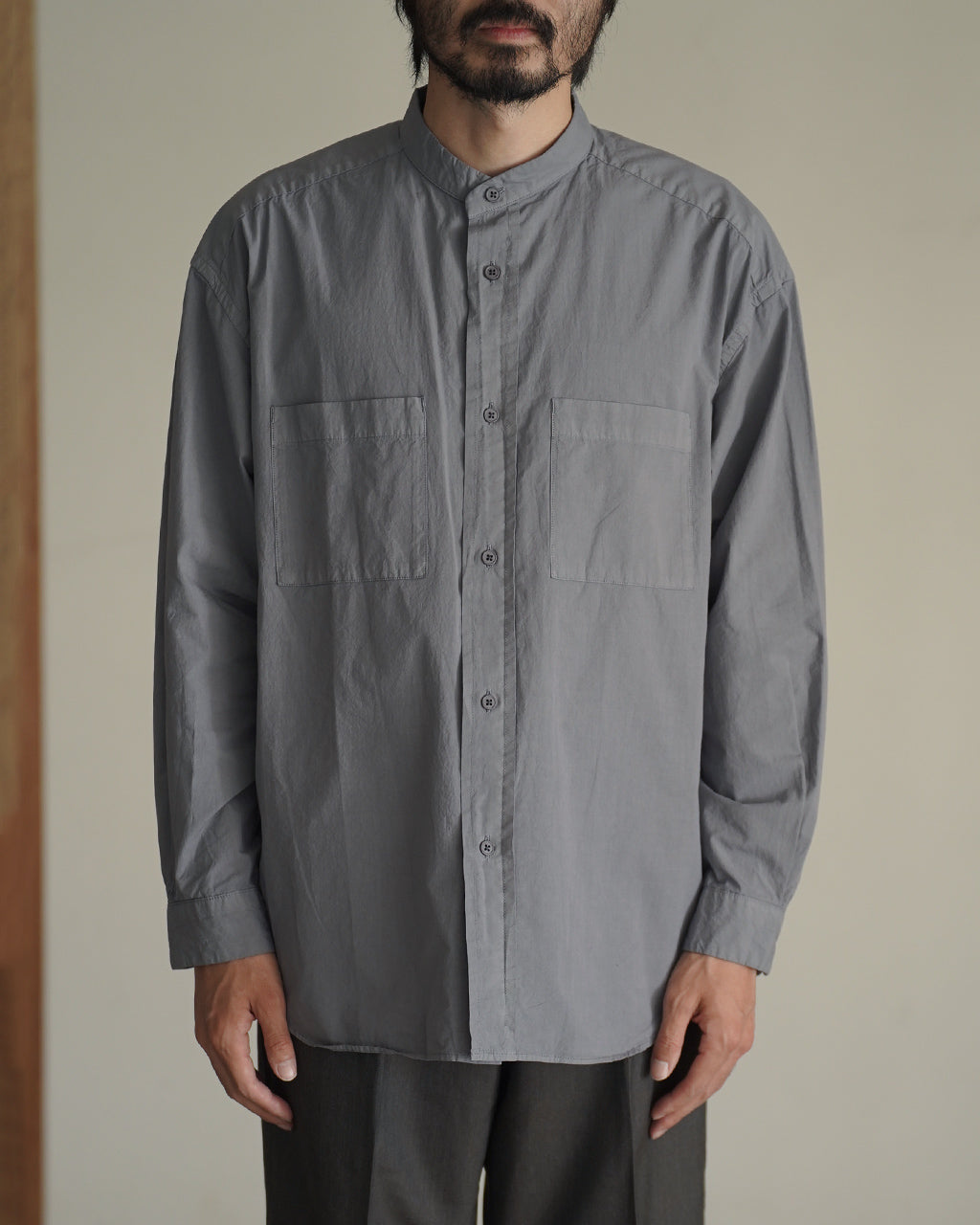Garment-dye band collar shirt SH03263