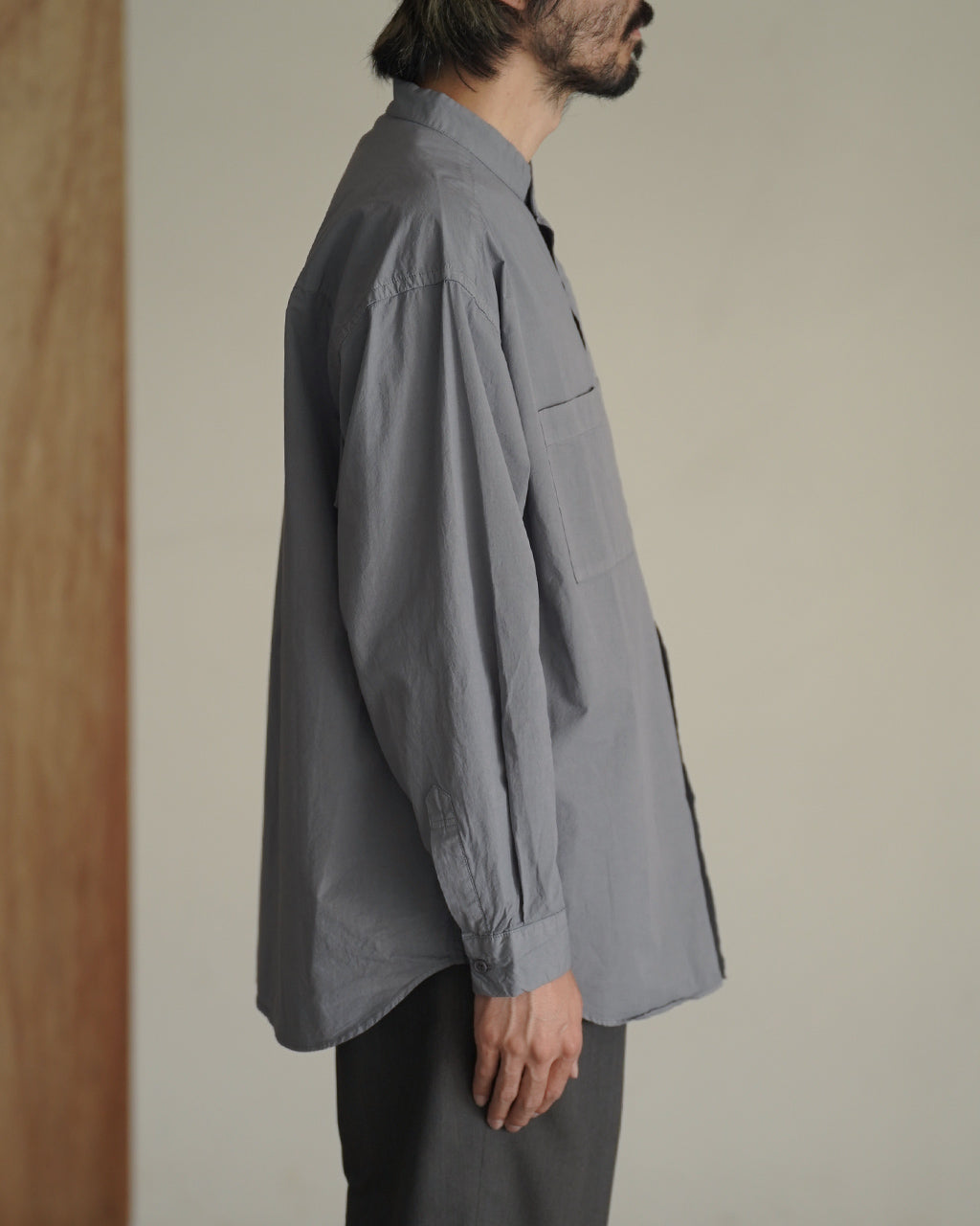 Garment-dye band collar shirt SH03263