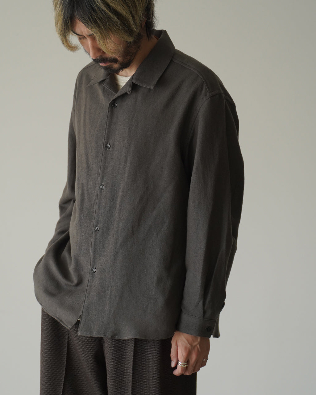 Linen wool open collar shirts SH03264