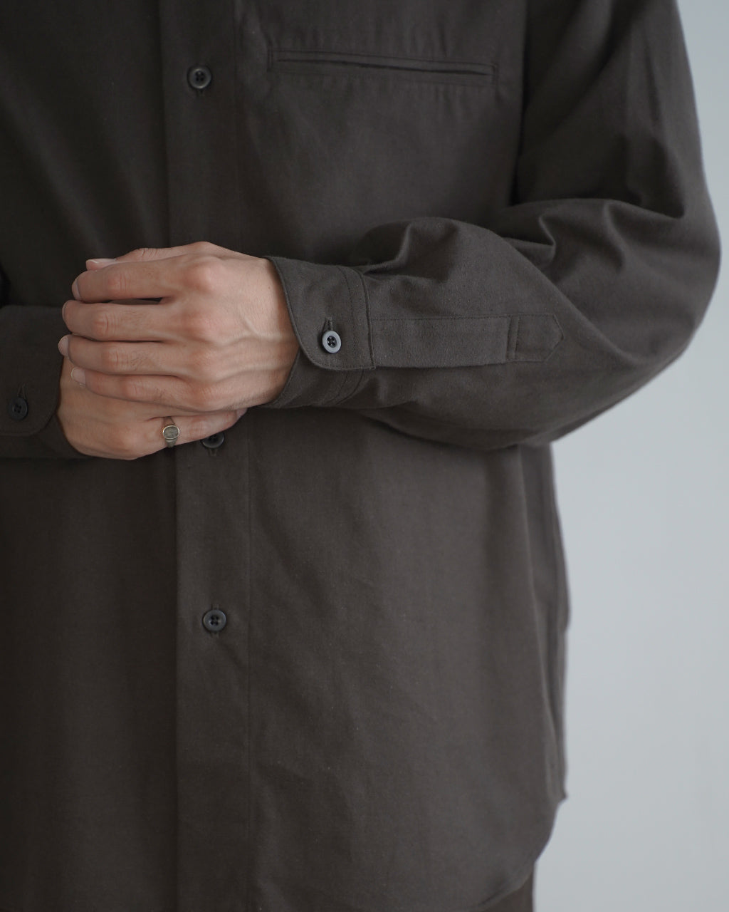 Silk nep band collar shirt SH02263