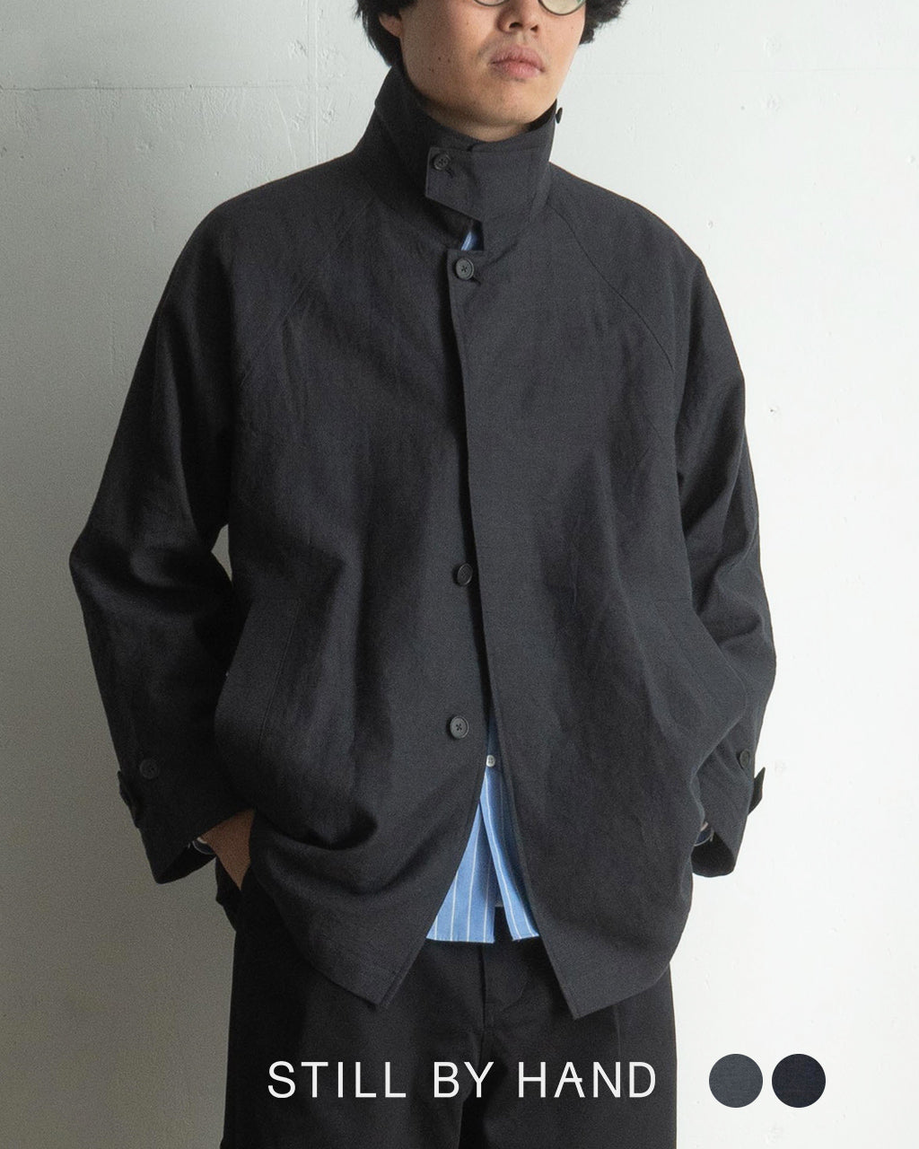 STILL BY HAND Linen cotton half coat CO01251 [Free shipping] 