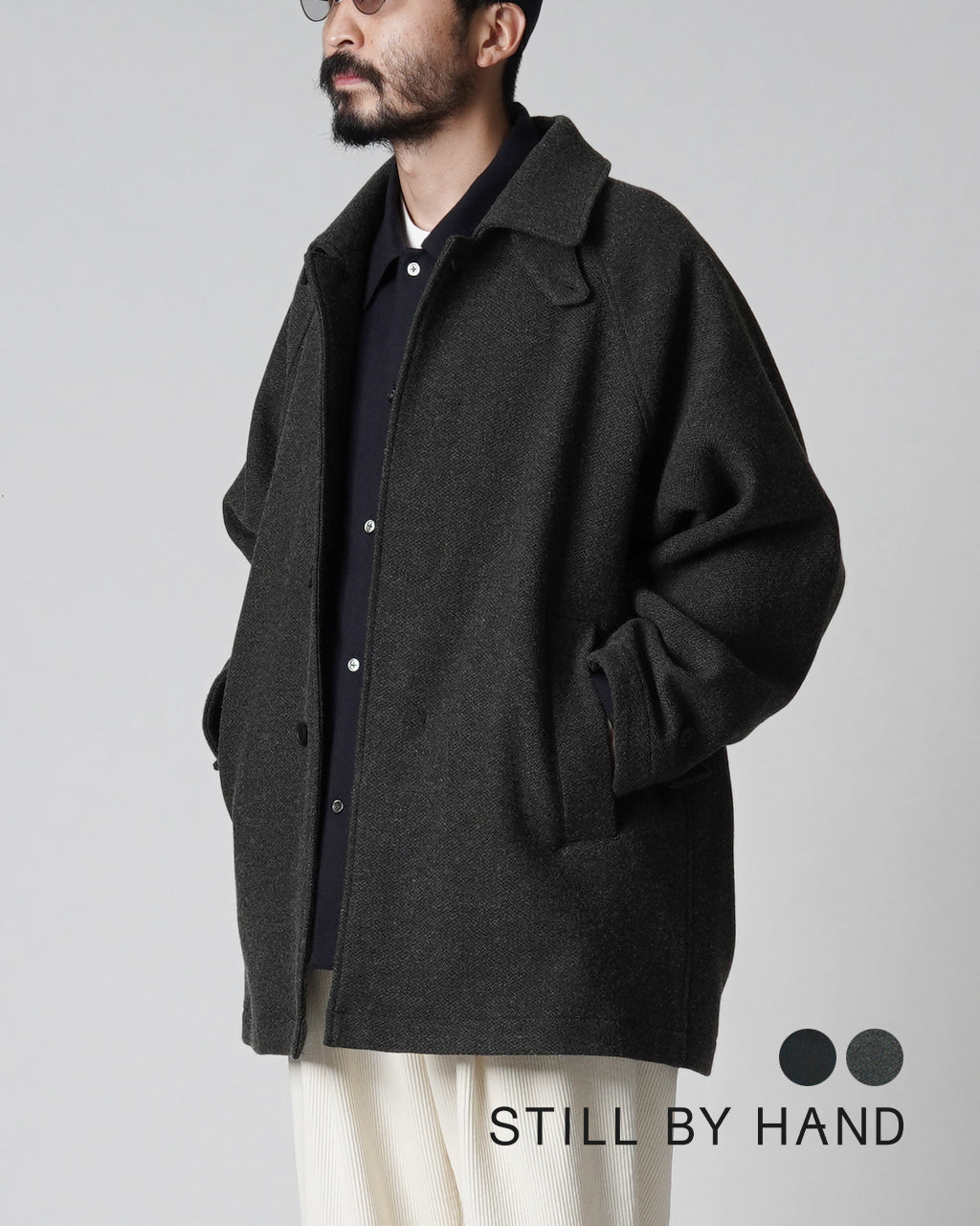 STILL BY HAND Still by Hand Balmacaan Coat Half-length Wool Nylon CO03243 [Free Shipping] 