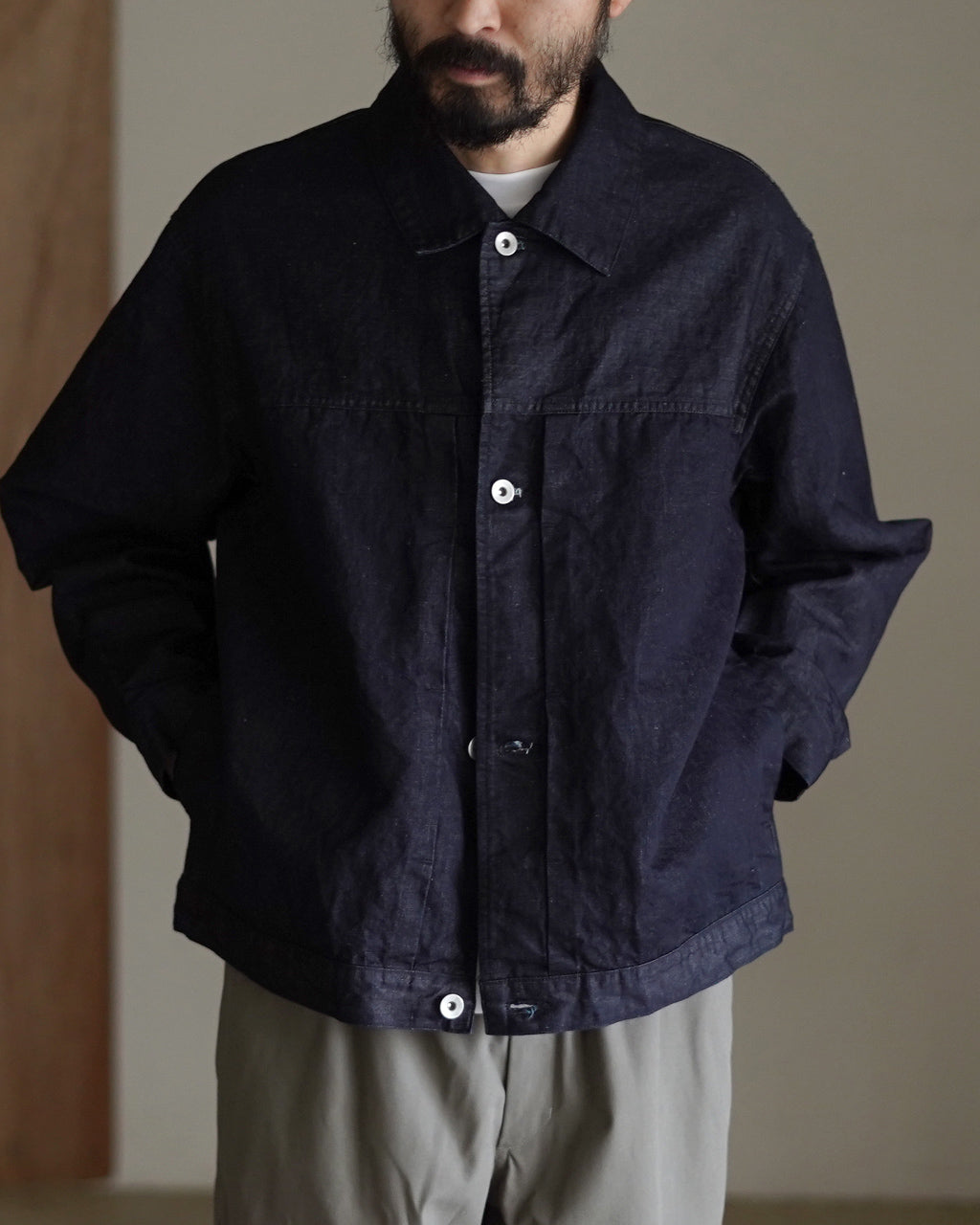 Hemp mixed denim blouson DN01261